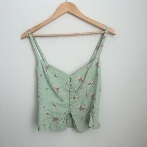 Reformation Floral Min Green Button Down Blouse - Size 8